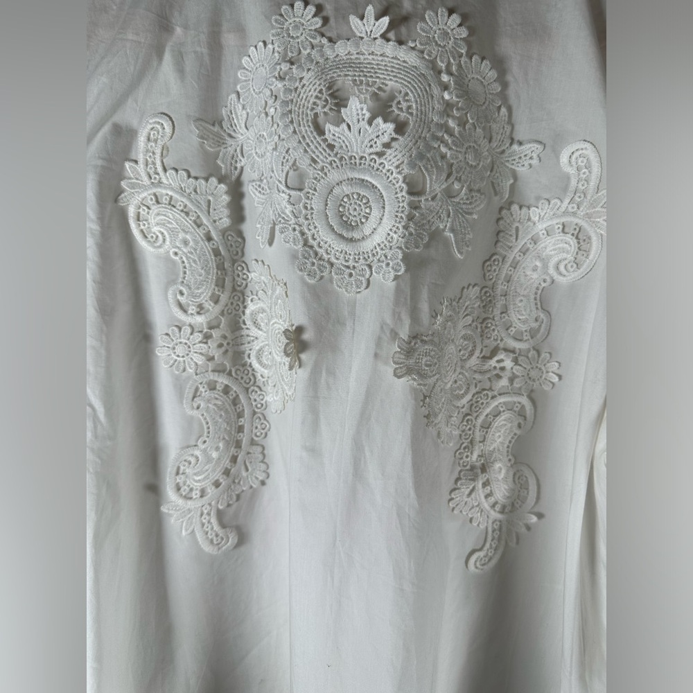 Zara Contrasting Poplin Embroidered Top - Picture 8 of 12